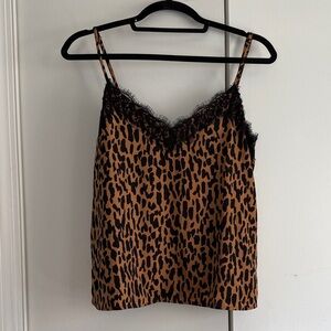 BP Leopard Print Lace Trim Cami Tank Top Women's XS